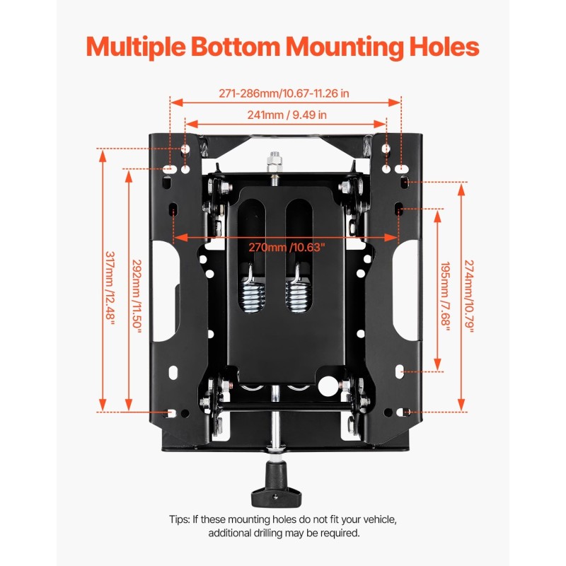 Ilmajousitettu istuimen jousituspakkaus Q235-teräs musta 460x325x70mm yleismallinen jatkokaapeli