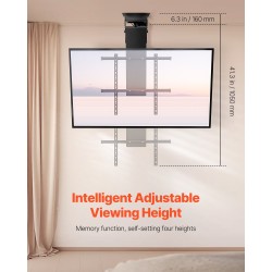 Kattoasennettava sähköinen televisioteline hiiliteräs 32–70 tuumaisille VESA 600x600 mm 50 kg