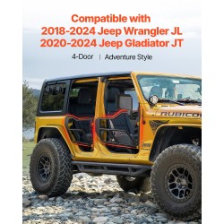 Teräsputkiovet 4-oviseen Jeep Wrangler JL ja Gladiator JT DOT-sertifioiduilla taustapeileillä