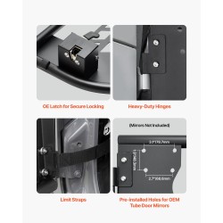 Putkiovet teräs 4-oviseen Jeep Wrangler JK 2007–2018 maastoajoon