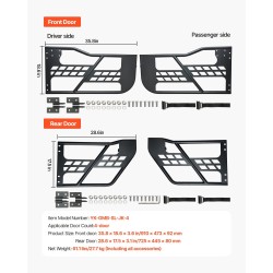 Putkiovet teräs 4-oviseen Jeep Wrangler JK 2007–2018 maastoajoon