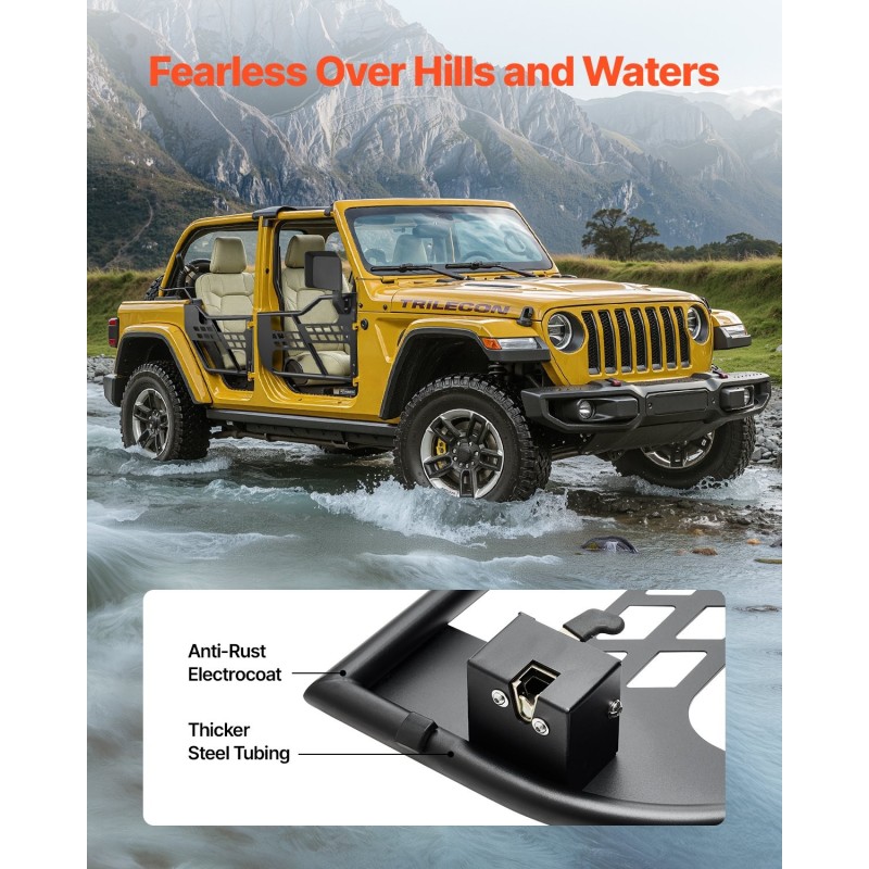 Putkiset teräsovet 4-ovinen Jeep Wrangler JL ja Gladiator JT DOT-sertifioidut taustapeilit