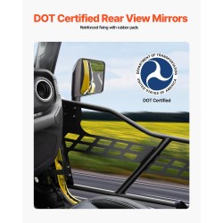 Teräsputkirakenteiset ovet 4-oviselle Jeep Wrangler JK 2007–2018 DOT-sertifioidut taustapeilit kumipehmusteet