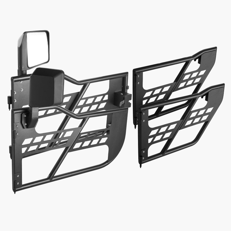 Teräsputkirakenteiset ovet 4-oviselle Jeep Wrangler JK 2007–2018 DOT-sertifioidut taustapeilit kumipehmusteet