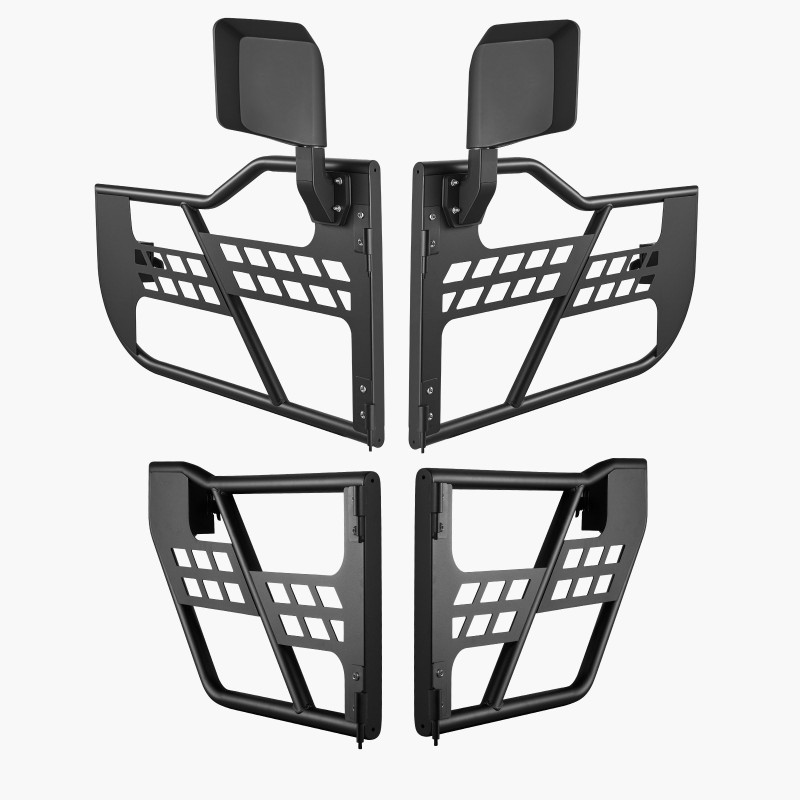 Teräsputkirakenteiset ovet 4-oviselle Jeep Wrangler JK 2007–2018 DOT-sertifioidut taustapeilit kumipehmusteet