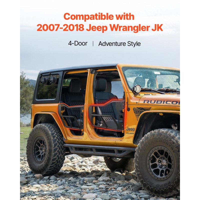 Putkiovet karkaistusta teräsputkesta 4-oviseen Jeep Wrangler JK 2007–2018