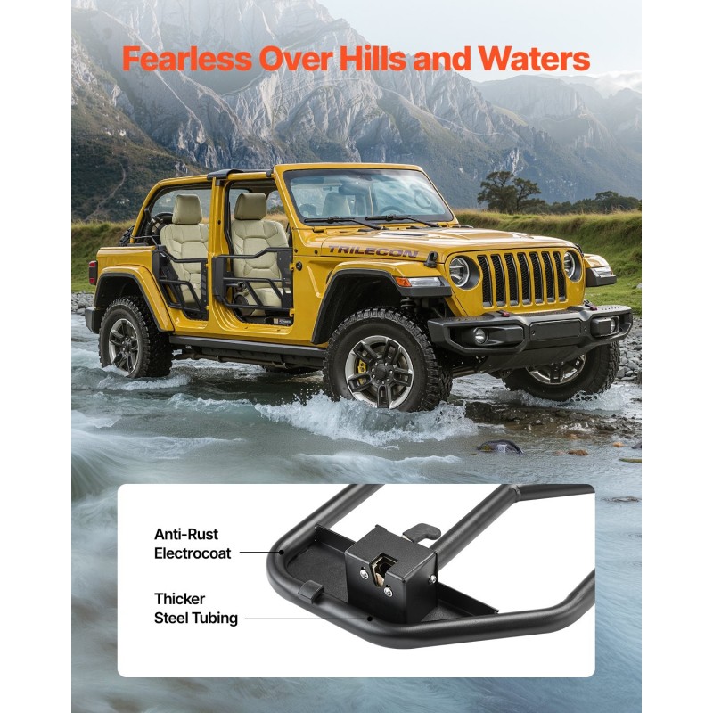 Putkiovet karkaistusta teräsputkesta 4-oviseen Jeep Wrangler JK 2007–2018