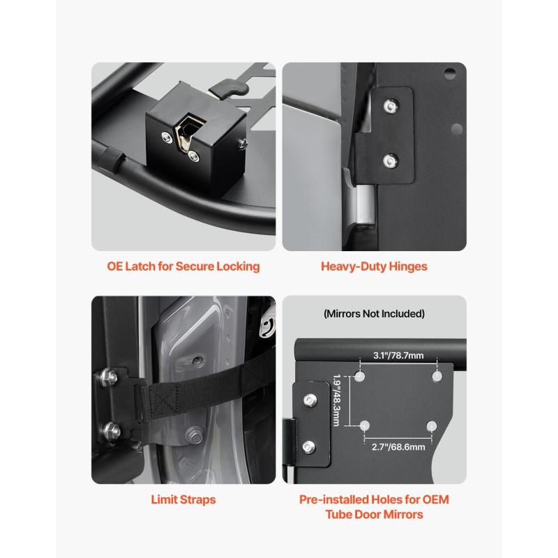 Putkirakenteiset metalliset ovet 4-oviselle Jeep Wranglerille ja Gladiatorille