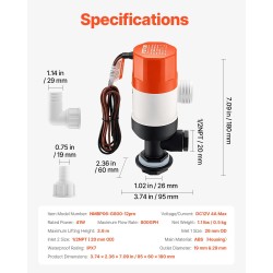 Ilmapumppu elävälle kalasäiliölle 12V 50 l/min ABS-kotelo upotettava