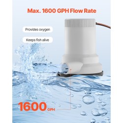 Veneen kalasäiliöpumppu ABS-kotelo 101 l/min kaksoissisääntuloilla 12V IPX7