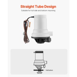 Veneen kalasäiliöpumppu ABS-kotelo 101 l/min kaksoissisääntuloilla 12V IPX7