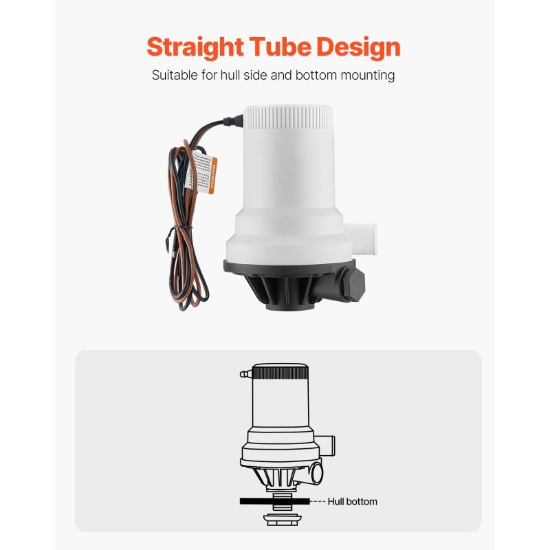 Veneen kalasäiliöpumppu ABS-kotelo 101 l/min kaksoissisääntuloilla 12V IPX7