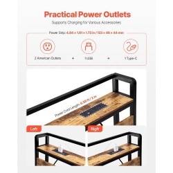 Sängynpääty leveälle sängylle ruskeat puupaneelit mustalla metallirungolla integroidulla virtapaneelilla