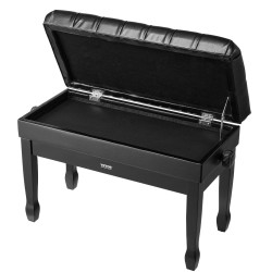 Pianopenkki säädettävällä korkeudella pehmustetulla keinonahkaverhoilulla ja säilytystilalla