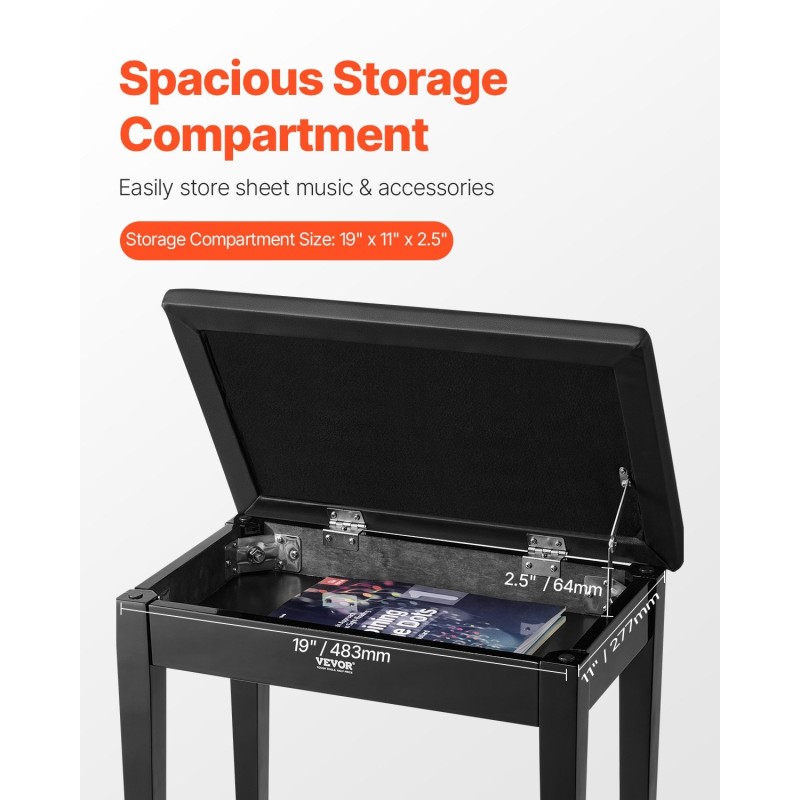 Pianopenkki pehmustetulla istuimella tilavalla säilytystilalla vesitiivis keinonahka kestävä täyspuurunko liukuesteiset