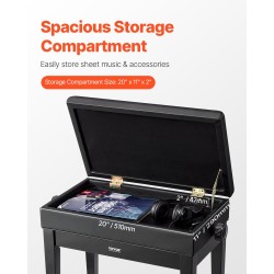 Pianopenkki säädettävällä korkeudella säilytystilalla tekonahkainen istuin tukeva puurunko