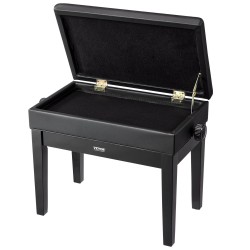 Pianopenkki säädettävällä korkeudella säilytystilalla tekonahkainen istuin tukeva puurunko
