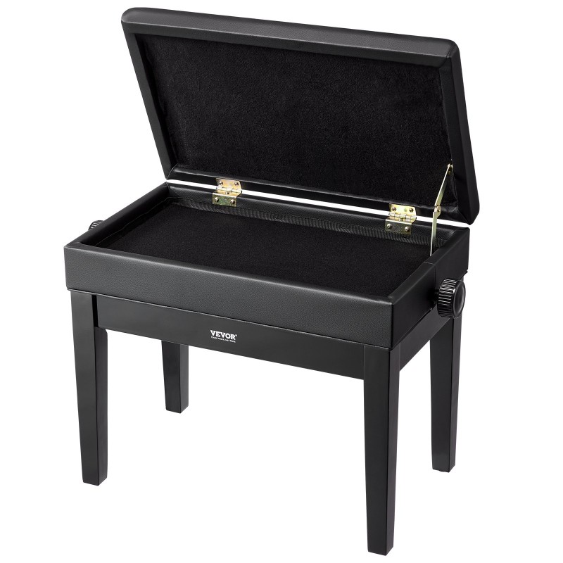 Pianopenkki säädettävällä korkeudella säilytystilalla tekonahkainen istuin tukeva puurunko