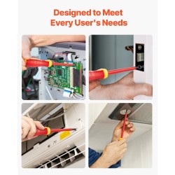 Eristetty 11-osainen ruuvimeisselisarja 1000V magneettikärjillä ergonomisilla kahvoilla jännitetesterillä sähköasennuksiin