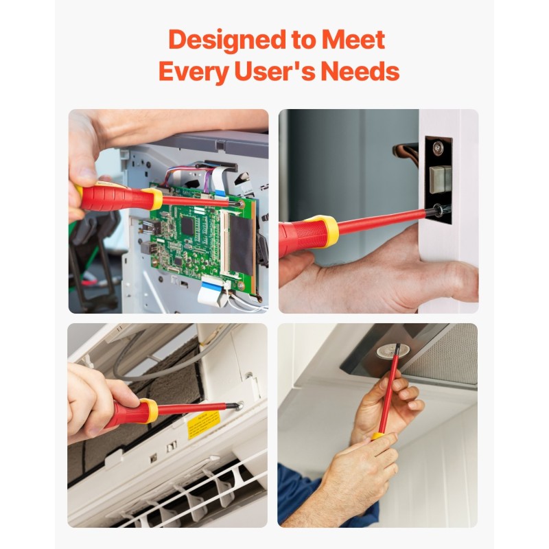 Eristetty 11-osainen ruuvimeisselisarja 1000V magneettikärjillä ergonomisilla kahvoilla jännitetesterillä sähköasennuksiin