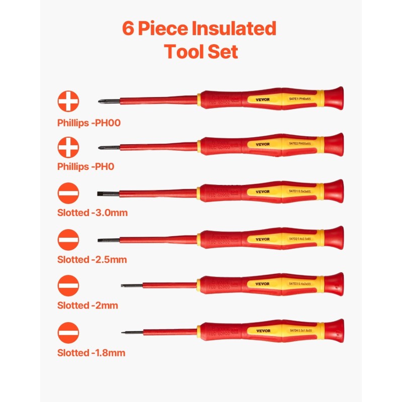 Eristetty 6-osainen ruuvimeisselisarja 1000V magneettikärjillä ja laukulla