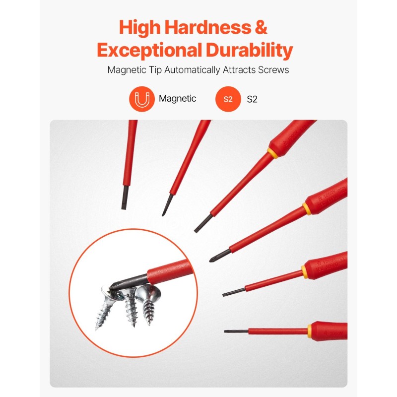 Eristetty 6-osainen ruuvimeisselisarja 1000V magneettikärjillä ja laukulla