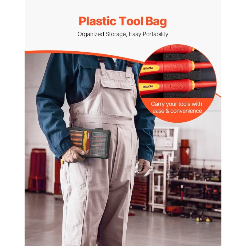 Eristetty 6-osainen ruuvimeisselisarja 1000V magneettikärjillä ja laukulla