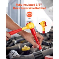 Eristetty 16-osainen hylsy ja räikkäsarja 1000 V sähköasennuksiin