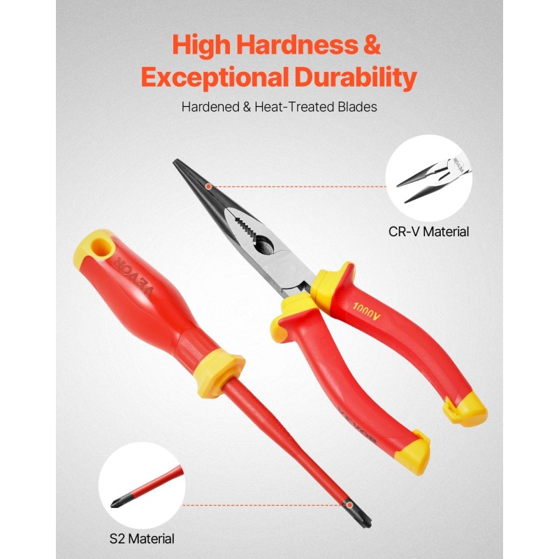 Eristetty 50-osainen työkalusarja sähköasennuksiin 1000V magneettikärjillä