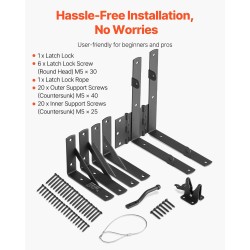 Portin kulmavahvikesarja rautainen säänkestävä ulkokäyttöön musta kuusi osaa