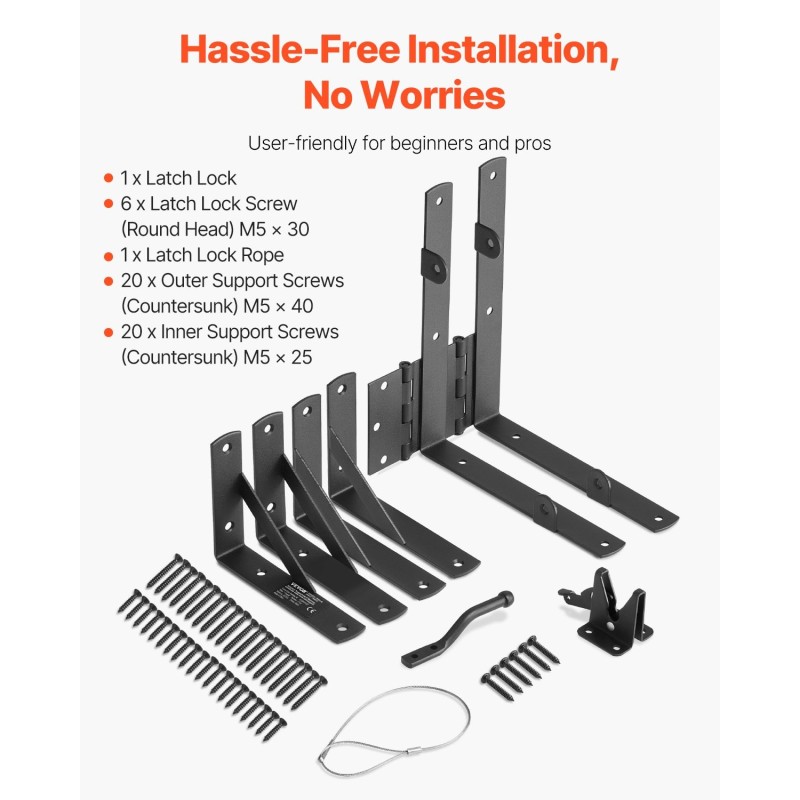 Portin kulmavahvikesarja rautainen säänkestävä ulkokäyttöön musta kuusi osaa