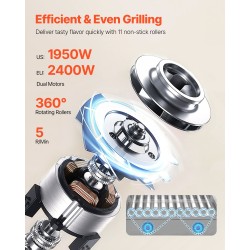 Nakkigrillikone ruostumatonta terästä 2400W 11 rullaa 30 kpl