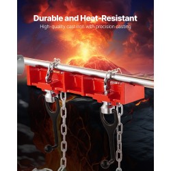 Putkihitsausruuvipenkki valurautainen 12,7–203,2 mm putkille kaksoisketjuilla ja kampikahvoilla