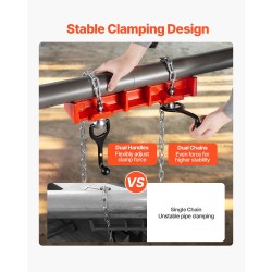 Putkihitsausruuvipenkki valurautainen 12,7–203,2 mm putkille kaksoisketjuilla ja kampikahvoilla