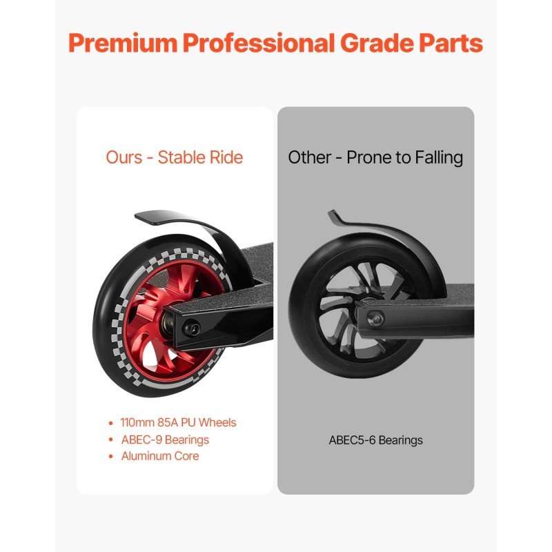 Temppupotkulauta 6063-alumiinidekki 110 mm PU-pyörillä nuorille ja aikuisille