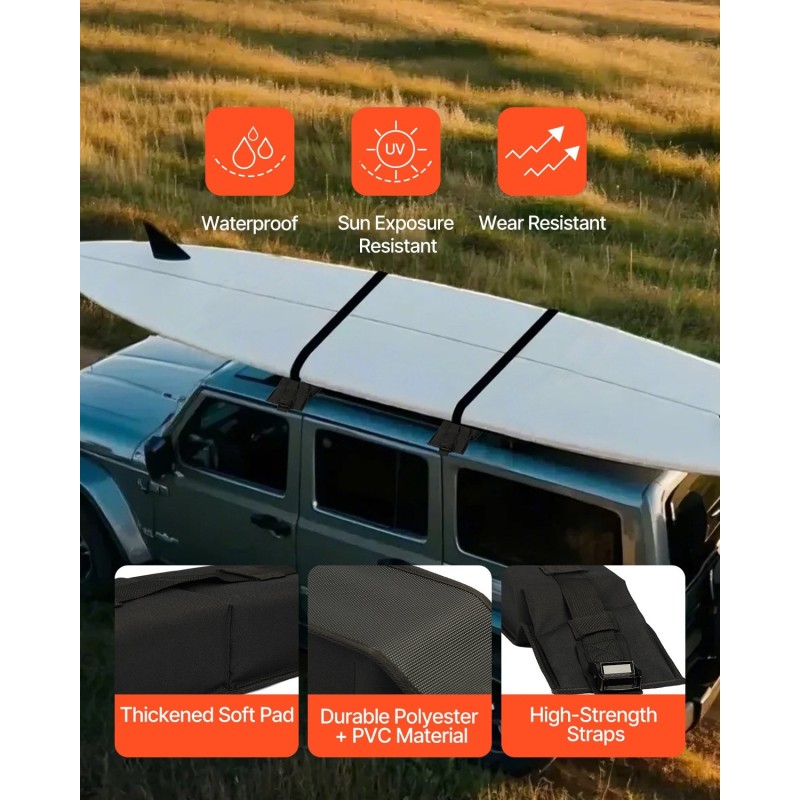 Kattotelinepehmusteet polyesteri-PVC 118 cm 80 kg kantavuus kajakeille ja SUP-laudoille