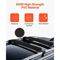 Kattotelinepehmusteet 600D PVC mustat 762 mm 2 kpl enimmäiskuorma 80 kg