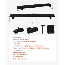Kattotelinepehmusteet 600D PVC mustat 762 mm 2 kpl enimmäiskuorma 80 kg