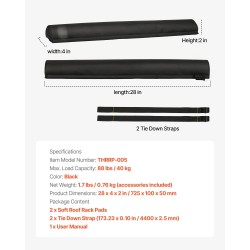 Kattotelinepehmusteet 725 mm 600D PVC-päällinen EPE-vanutäyte musta 40 kg