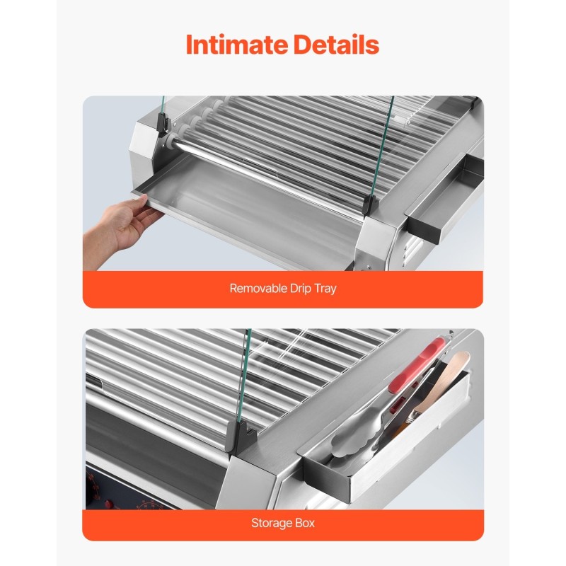 Rullagrilli hodareille ruostumatonta terästä 30 hodaria 11 rullaa karkaistu lasikansi ammattikäyttöön