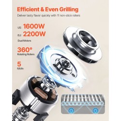 Rullagrilli hodareille ruostumatonta terästä 30 hodaria 11 rullaa karkaistu lasikansi ammattikäyttöön