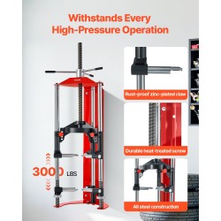 Jousipuristin teräsrunkoinen McPherson-tyyppisille iskunvaimentimille 4-portainen säätö 1,4 tonnin maksimikuorma