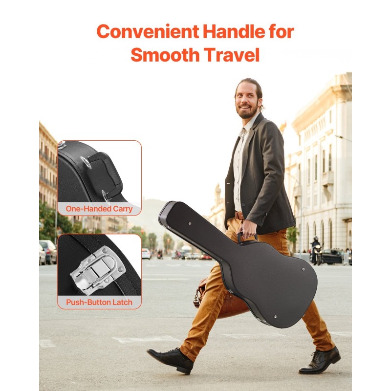 Kova gourd-mallinen kitarakotelo 39–41 tuuman akustisille PVC-pinnoite lukolla