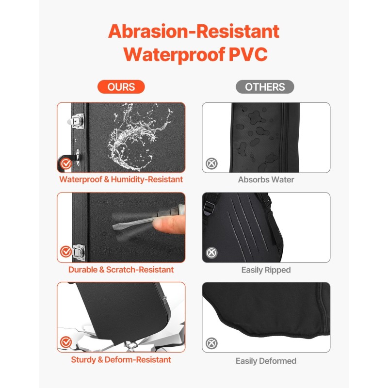 Suorakulmainen PVC-pinnoitettu kovakotelo 39 tuuman sähkökitaralle paksulla pehmusteella