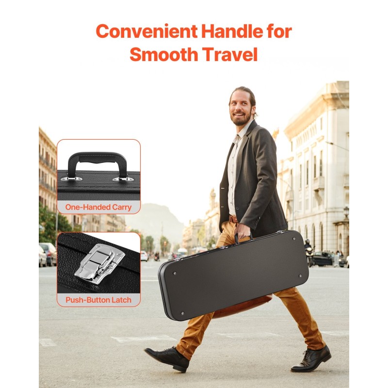 Suorakulmainen PVC-pinnoitettu kovakotelo 39 tuuman sähkökitaralle paksulla pehmusteella