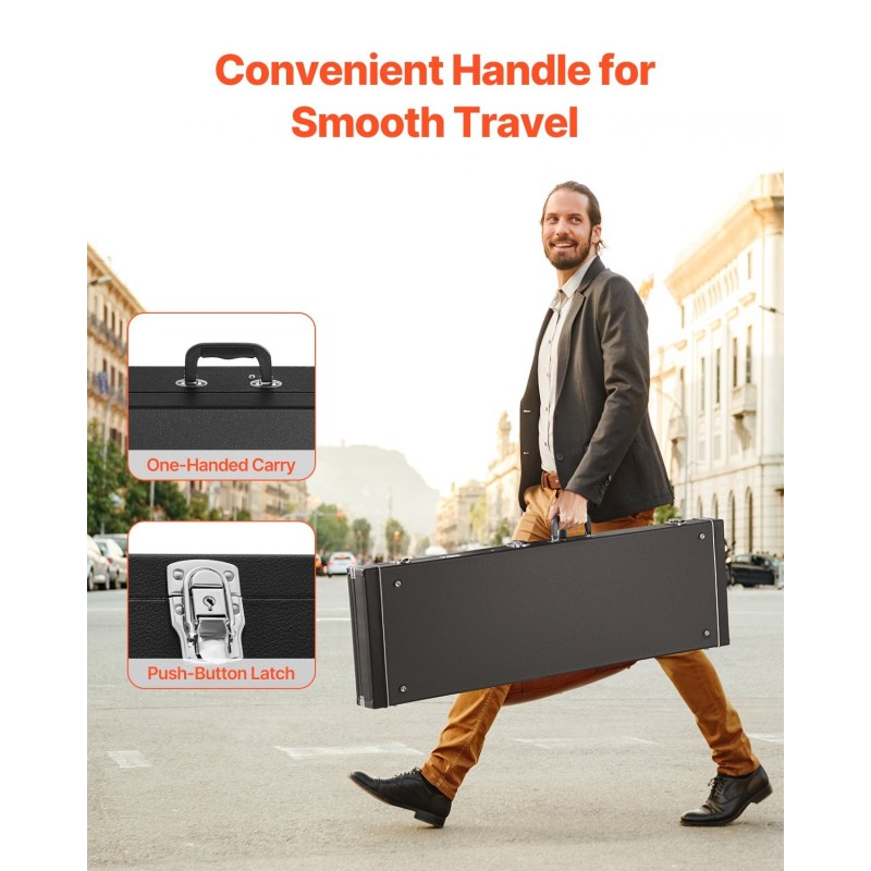 Suorakulmainen kova kotelo bassokitaralle PVC-pinnoitettu vesitiivis musta 1220 mm