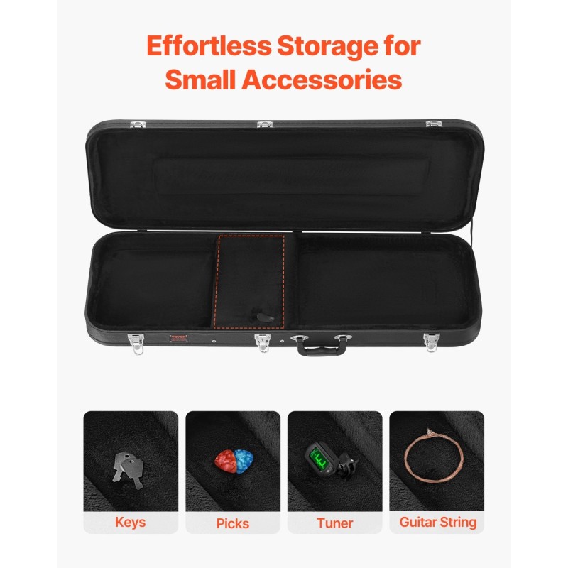 Suorakulmainen kova kotelo bassokitaralle PVC-pinnoitettu vesitiivis musta 1220 mm