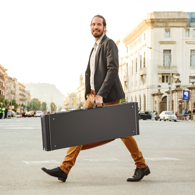 Suorakulmainen kova kotelo bassokitaralle PVC-pinnoitettu vesitiivis musta 1220 mm