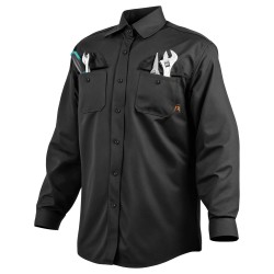 Hitsaustakki liekinkestävä 100 prosenttia puuvillaa koko L musta kaksitaskuinen konepestävä