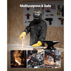 Hitsaustakki palosuojattu puhdas puuvilla koko XL musta konepestävä kaksi etutaskua